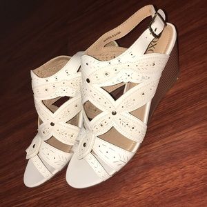 White sandal wedges